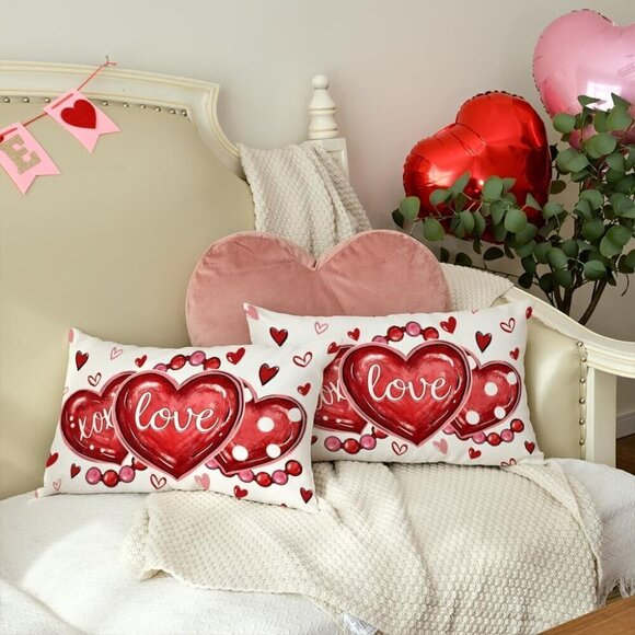 Valentines Day Pillow Cover 12X20 Inch Set of 2 / BRAND NEW - Picture 1 of 4